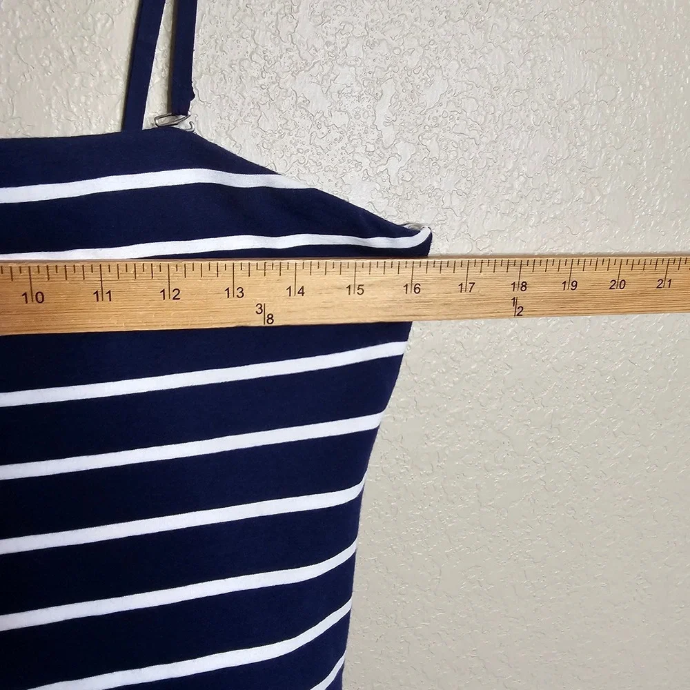 J.Crew Mixed-media Midi Dress Navy Blue White Striped Size Medium